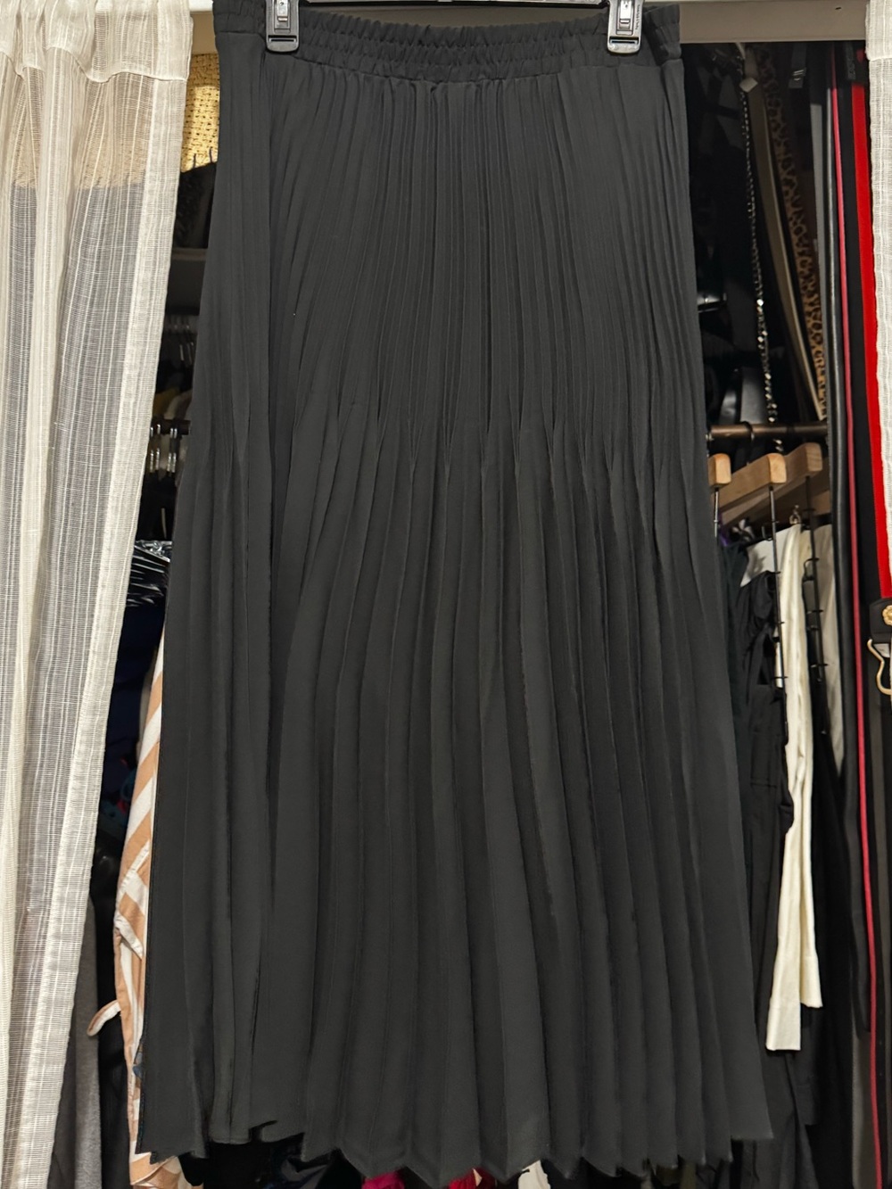 Max Studio Black Pleated A-Line Maxi Skirt